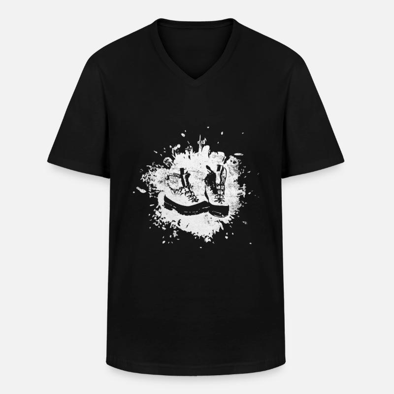Spritzer - Wanderschuhe - (2) - Männer-T-Shirt mit V-Ausschnitt - Schwarz