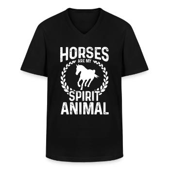 Horses are my soul animal - Men's V-Neck T-Shirt - black - Front - AI Model Male 178 dark (178cm)