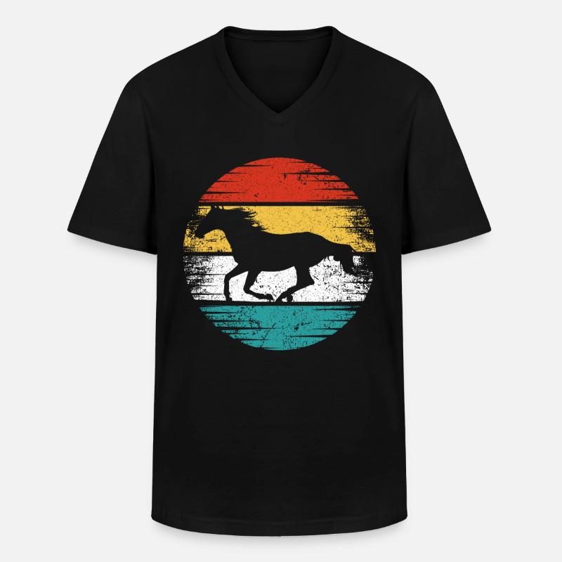 Pferd Retro - Männer-T-Shirt mit V-Ausschnitt - Schwarz