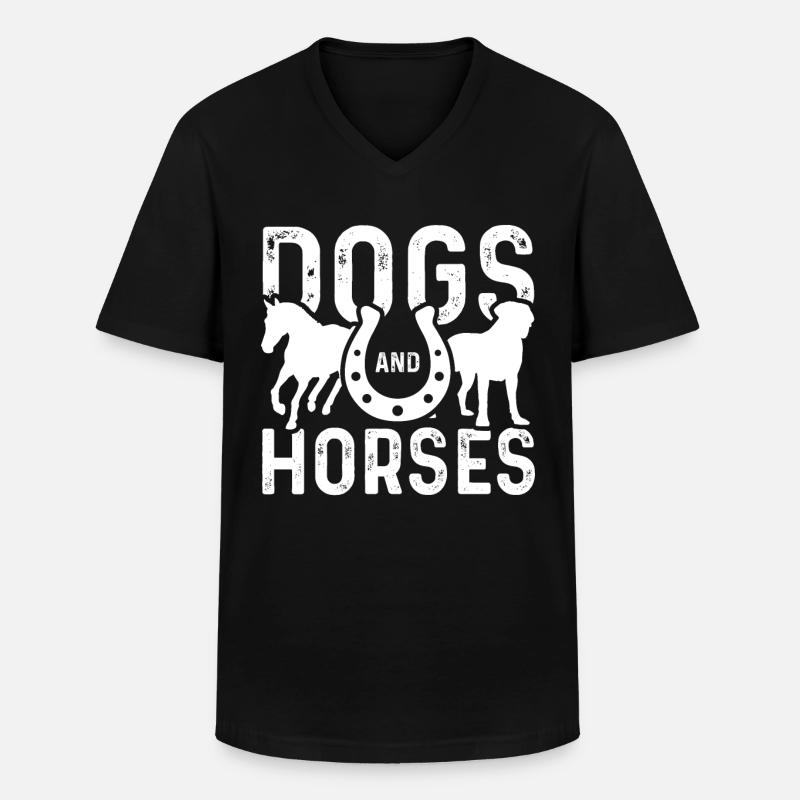 Hunde und Pferde - Männer-T-Shirt mit V-Ausschnitt - Schwarz