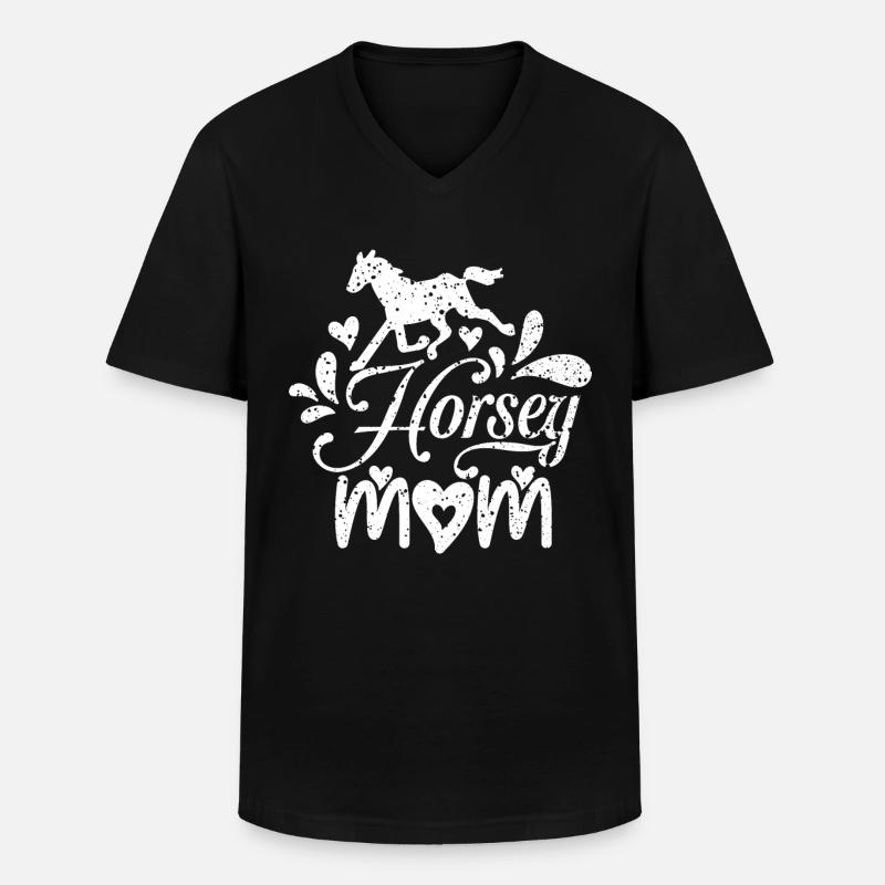 Pferdchen-Mama - - Männer-T-Shirt mit V-Ausschnitt - Schwarz