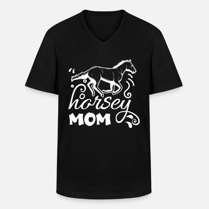 Pferdchen-Mama 1 - - Männer-T-Shirt mit V-Ausschnitt - Schwarz