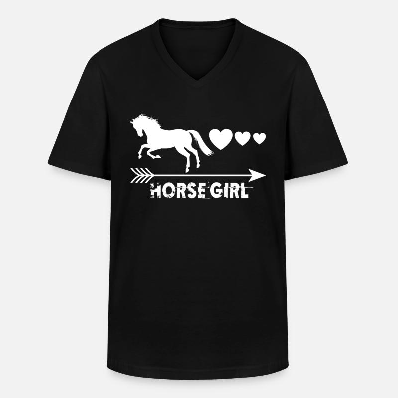 Pferd Mädchen 4 - - Männer-T-Shirt mit V-Ausschnitt - Schwarz