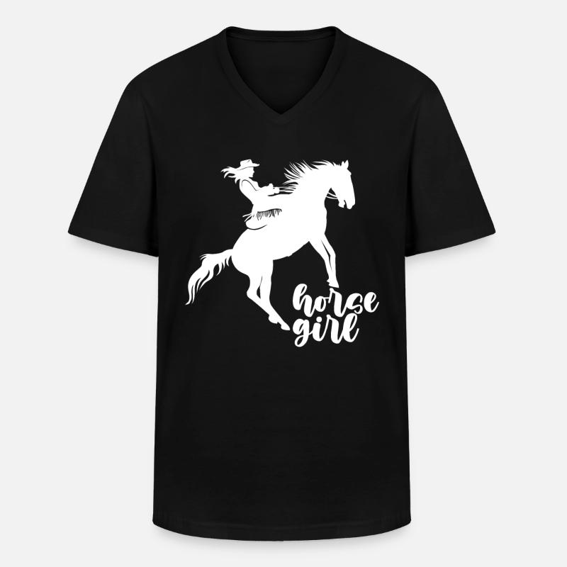 Pferd Mädchen - - Männer-T-Shirt mit V-Ausschnitt - Schwarz