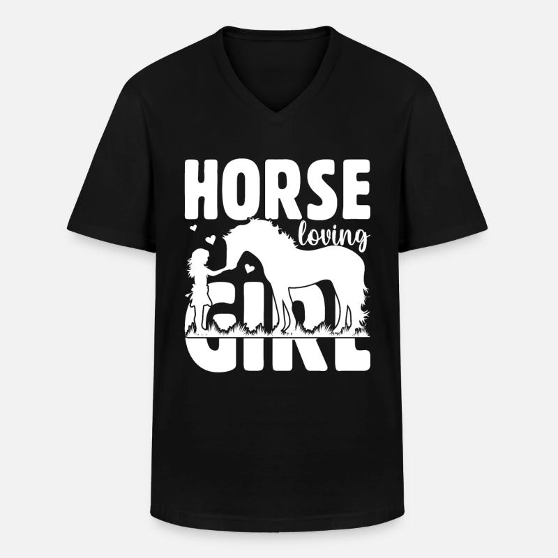 Pferdeliebendes Mädchen - - Männer-T-Shirt mit V-Ausschnitt - Schwarz