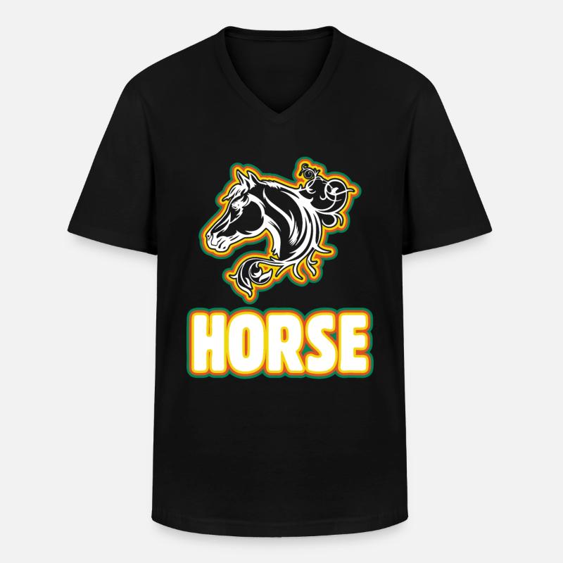 Pferd 2 - - Männer-T-Shirt mit V-Ausschnitt - Schwarz