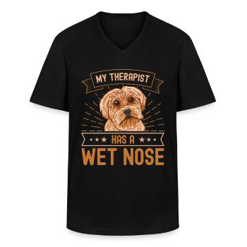 Mon thérapeute a le nez mouillé - T-shirt col V Homme - noir - Devant - AI Model Male 178 dark (178cm)