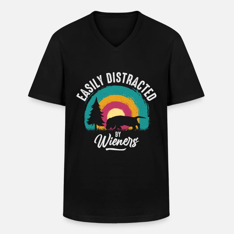 Saucisses facilement déviables - T-shirt col V Homme - noir