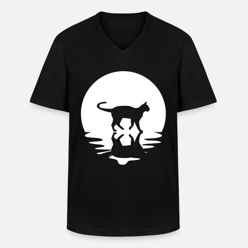 Circle and reflection - Cat - - Men's V-Neck T-Shirt - black