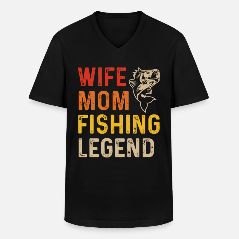 Ehefrau Mutter Anglerlegende - Männer-T-Shirt mit V-Ausschnitt - Schwarz