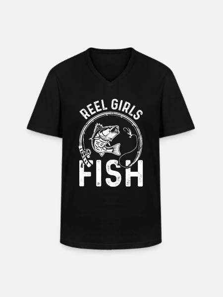 Reel Mädchen fischen - Männer-T-Shirt mit V-Ausschnitt - Schwarz