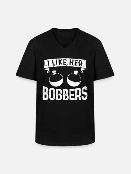 I like their bobbers - Men's V-Neck T-Shirt - black