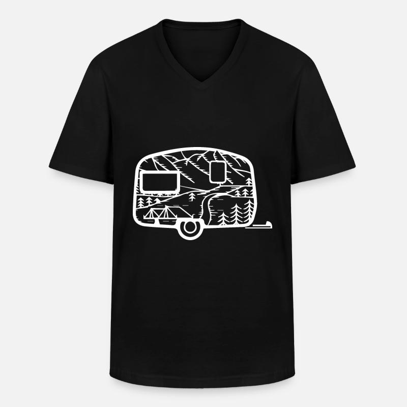 Berg - Camping Wohnwagen - (4) - Männer-T-Shirt mit V-Ausschnitt - Schwarz