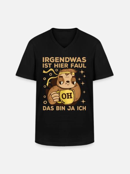 Faultier Kaffee - Männer-T-Shirt mit V-Ausschnitt - Schwarz