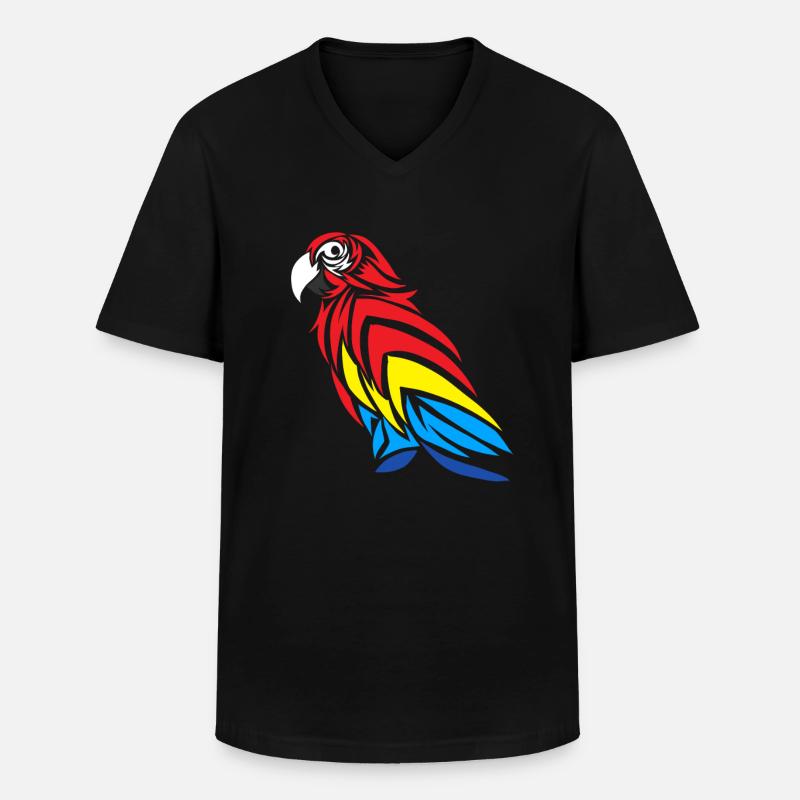 Papagei - Männer-T-Shirt mit V-Ausschnitt - Schwarz