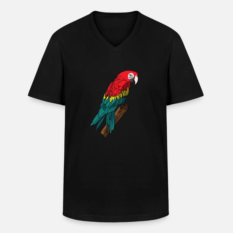 Papagei - Männer-T-Shirt mit V-Ausschnitt - Schwarz