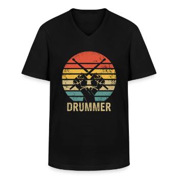 Retro Drums Drummer Vintage Drummer - T-shirt col V Homme - noir - Devant - AI Model Male 178 dark (178cm)
