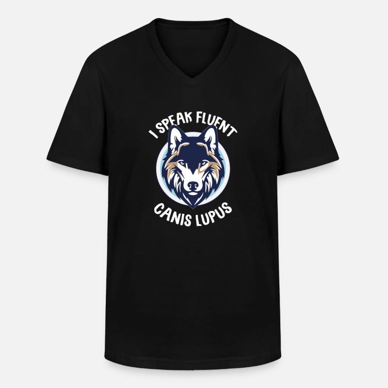 Wolf - Männer-T-Shirt mit V-Ausschnitt - Schwarz