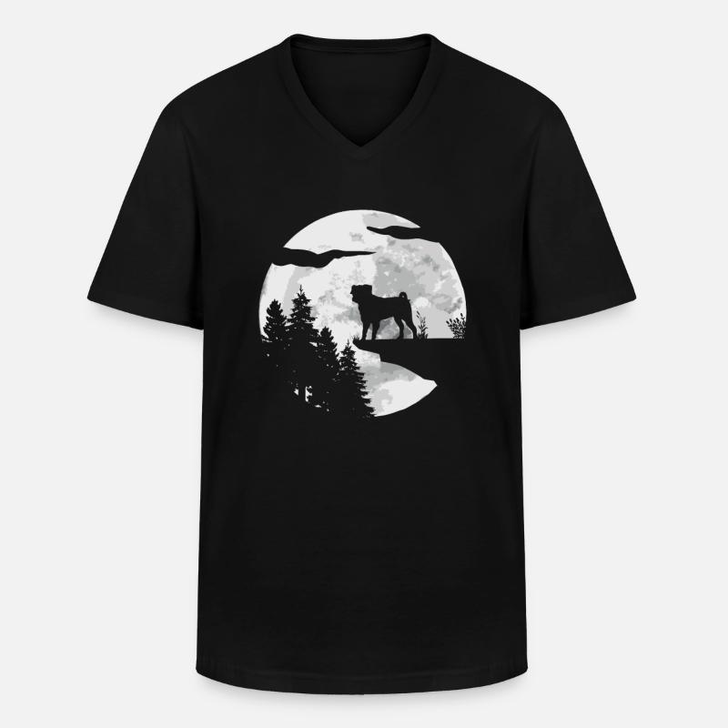 Mops Hund - Männer-T-Shirt mit V-Ausschnitt - Schwarz