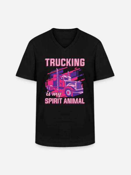 LKW Fahrerin - Männer-T-Shirt mit V-Ausschnitt - Schwarz