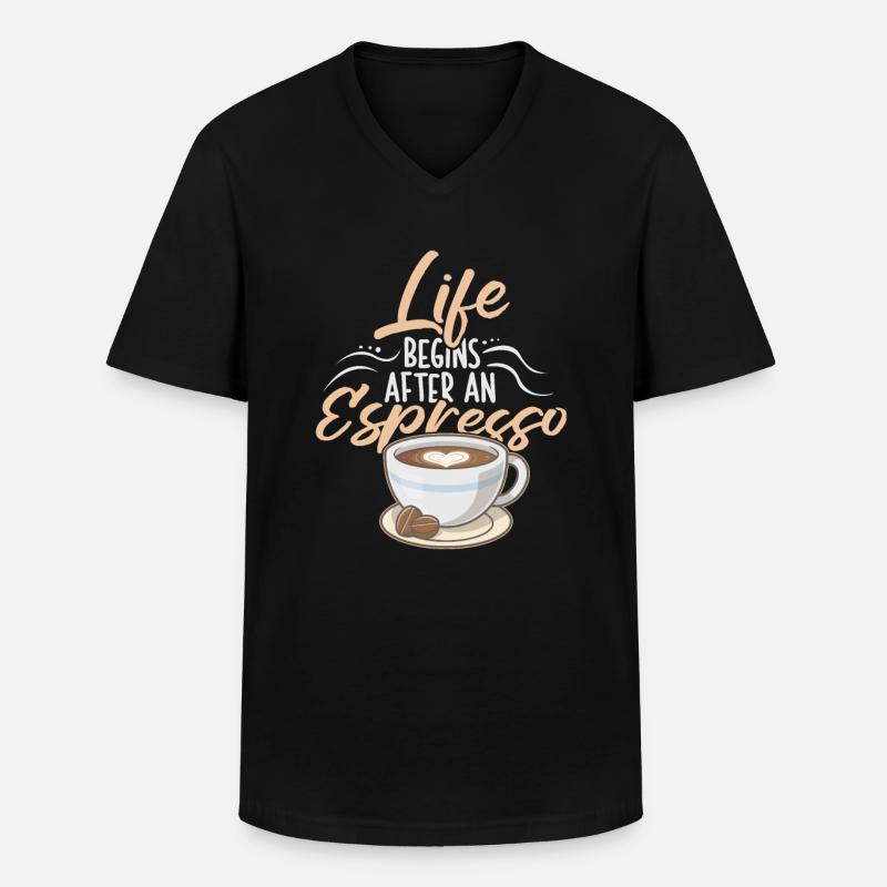 Espresso Kaffee - Männer-T-Shirt mit V-Ausschnitt - Schwarz