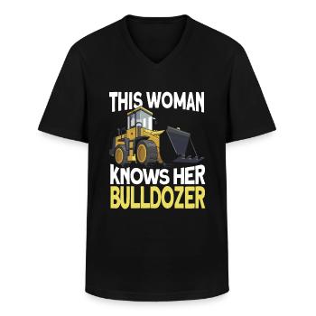 Bulldozer bulldozer crawler - T-shirt col V Homme - noir - Devant - AI Model Male 178 dark (178cm)