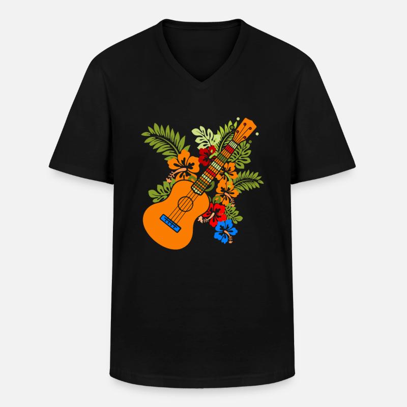 Ukulele - Männer-T-Shirt mit V-Ausschnitt - Schwarz