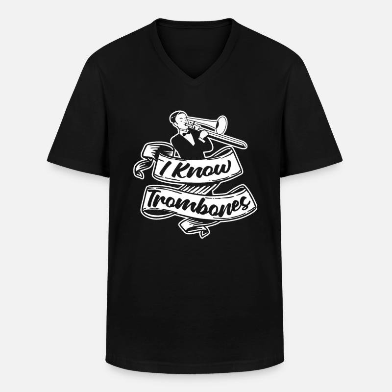 Posaune - Männer-T-Shirt mit V-Ausschnitt - Schwarz