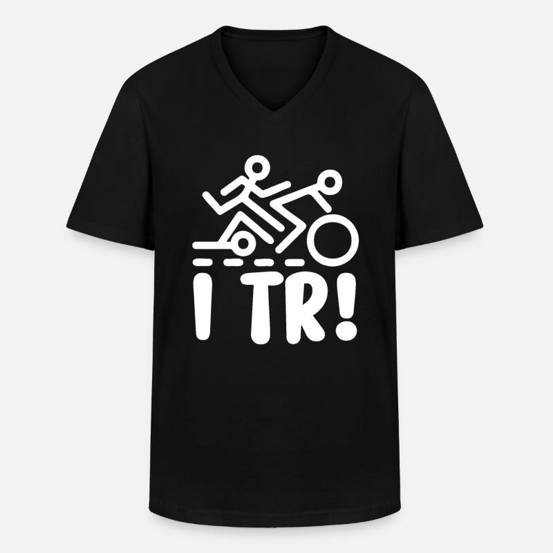 Triathlon - Männer-T-Shirt mit V-Ausschnitt - Schwarz