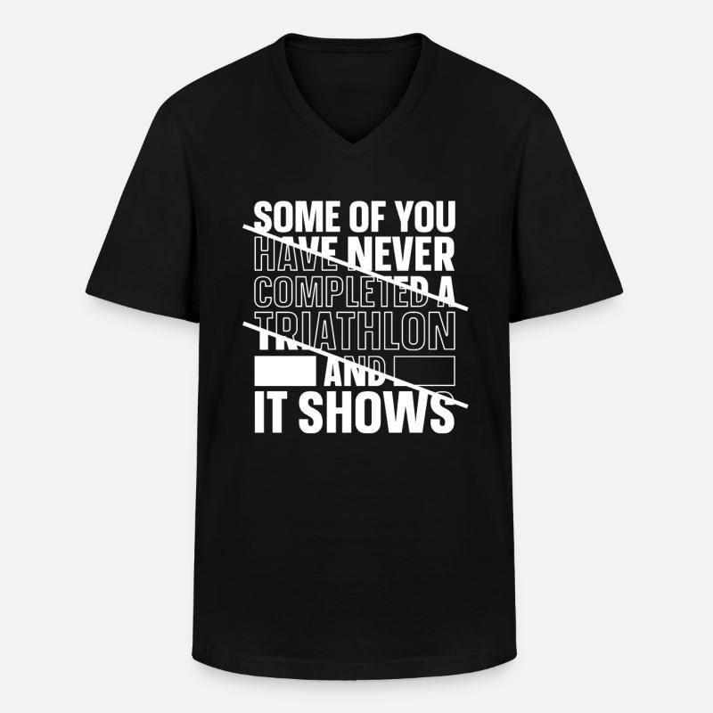 Triathlon - Männer-T-Shirt mit V-Ausschnitt - Schwarz