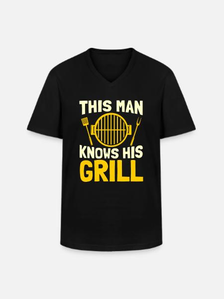 Grill grill master BBQ - Men's V-Neck T-Shirt - black