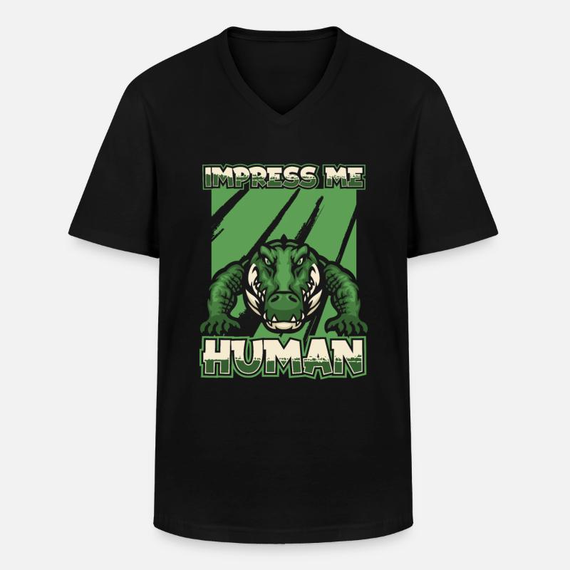 Krokodil Alligator - Männer-T-Shirt mit V-Ausschnitt - Schwarz