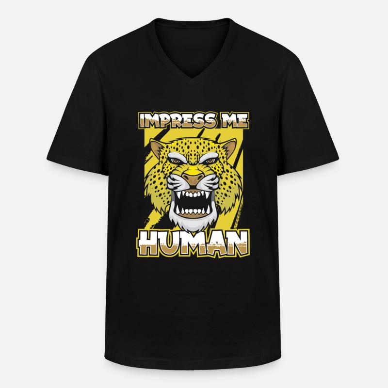 Jaguar - Männer-T-Shirt mit V-Ausschnitt - Schwarz