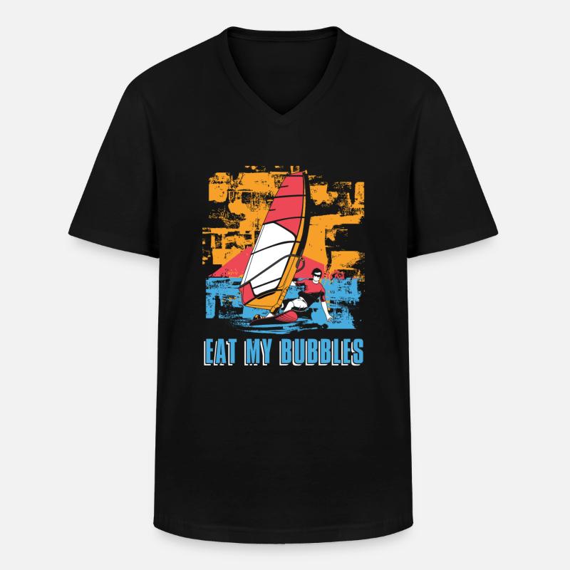 Windsurfing Windsurfen - Männer-T-Shirt mit V-Ausschnitt - Schwarz