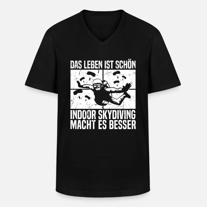 Indoor-Skydiving - Männer-T-Shirt mit V-Ausschnitt - Schwarz