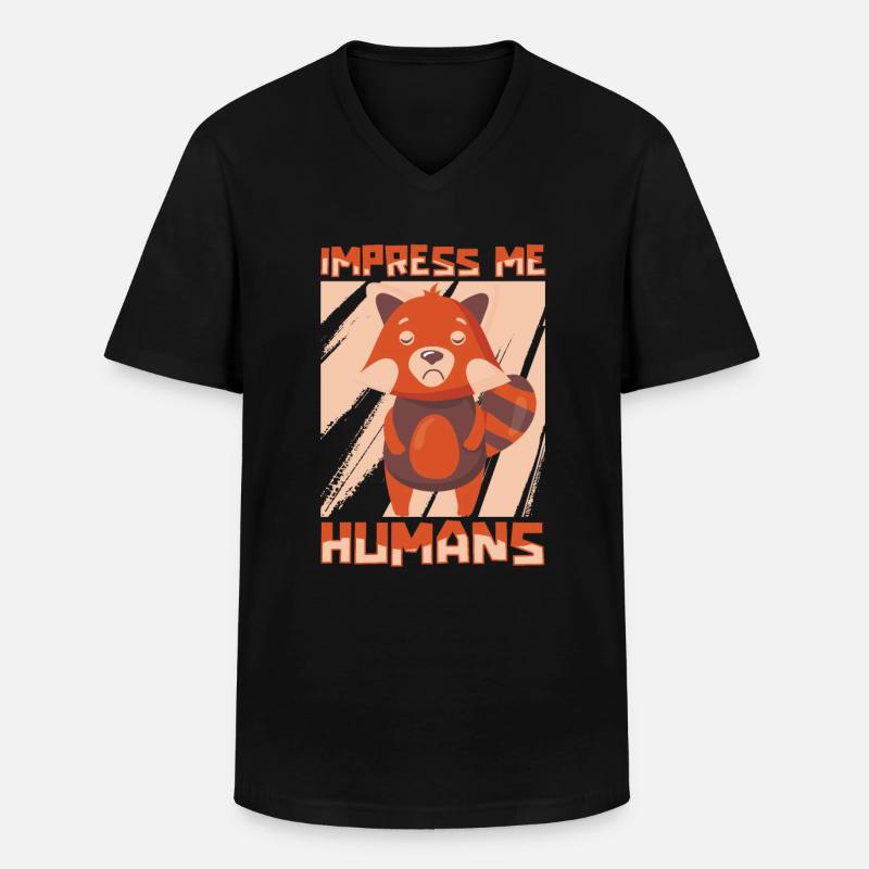 Red panda - Men's V-Neck T-Shirt - black