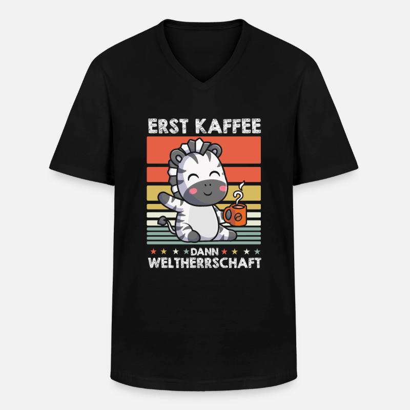 Zebra Kaffee - Männer-T-Shirt mit V-Ausschnitt - Schwarz