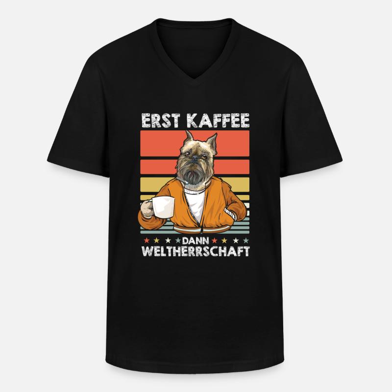 Brussels Griffon Kaffee - Männer-T-Shirt mit V-Ausschnitt - Schwarz