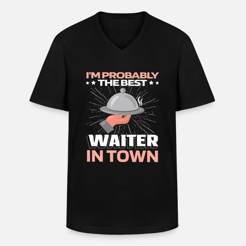 Kellner Kellnerin Witzig - Männer-T-Shirt mit V-Ausschnitt - Schwarz
