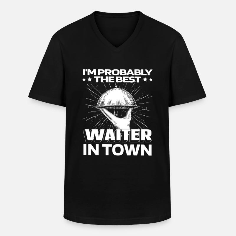 Kellner Kellnerin Witzig - Männer-T-Shirt mit V-Ausschnitt - Schwarz
