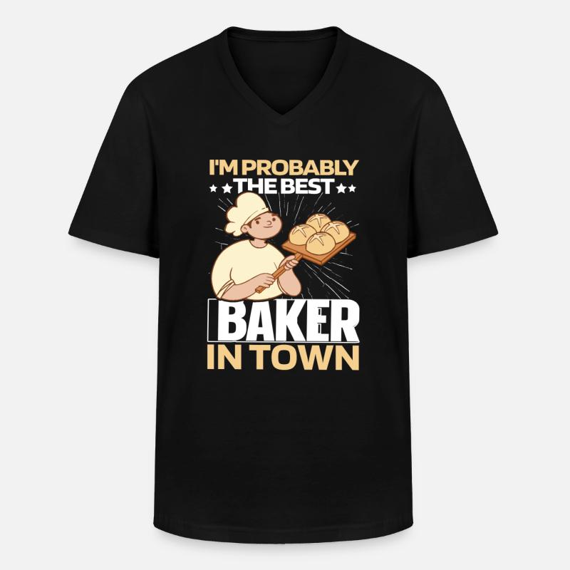 Backen Bäcker Bäckerei - Männer-T-Shirt mit V-Ausschnitt - Schwarz