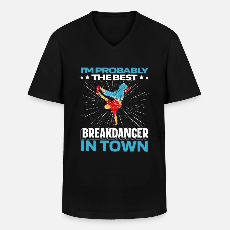 Breakdance Breakdancer Breakdance Drôle - T-shirt col V Homme - noir