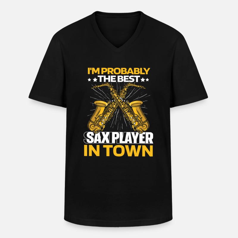 Saxophon Saxofon - Männer-T-Shirt mit V-Ausschnitt - Schwarz