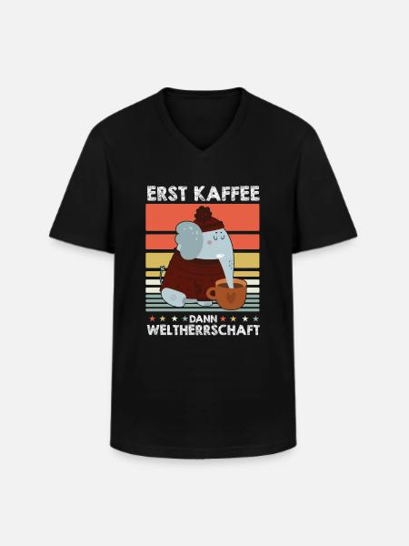 Elefant Kaffee - Männer-T-Shirt mit V-Ausschnitt - Schwarz