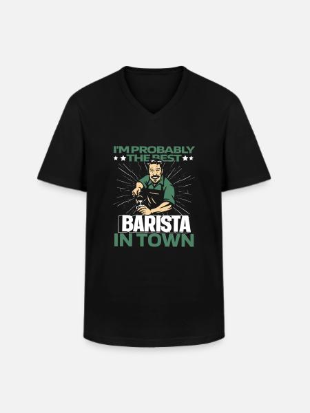Barista Coffee Funny - Men's V-Neck T-Shirt - black