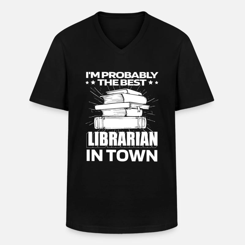 Bibliothekar Lustig - Männer-T-Shirt mit V-Ausschnitt - Schwarz