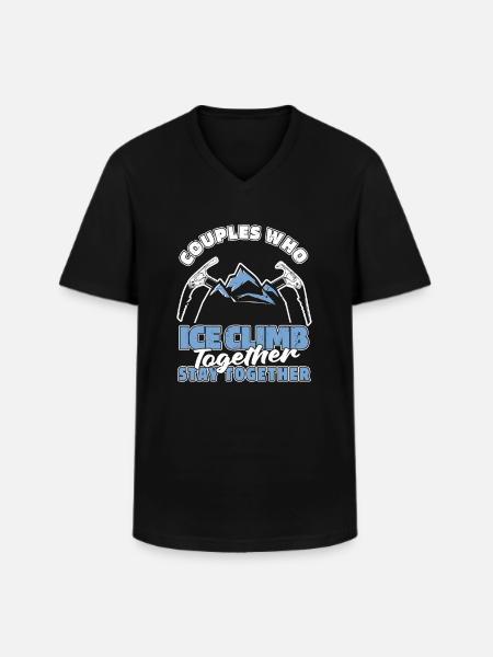 Eisklettern Paar - Männer-T-Shirt mit V-Ausschnitt - Schwarz