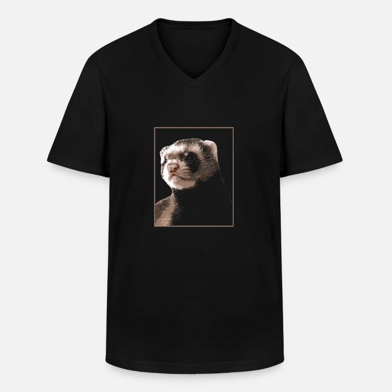 Frettchen Iltis - Männer-T-Shirt mit V-Ausschnitt - Schwarz