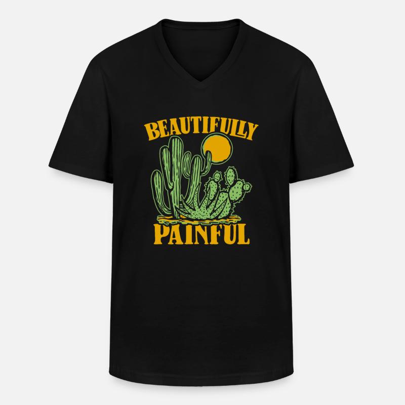 Kaktus Garten - Männer-T-Shirt mit V-Ausschnitt - Schwarz