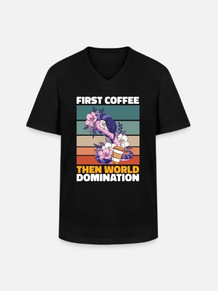 Snake coffee - Men's V-Neck T-Shirt - black
